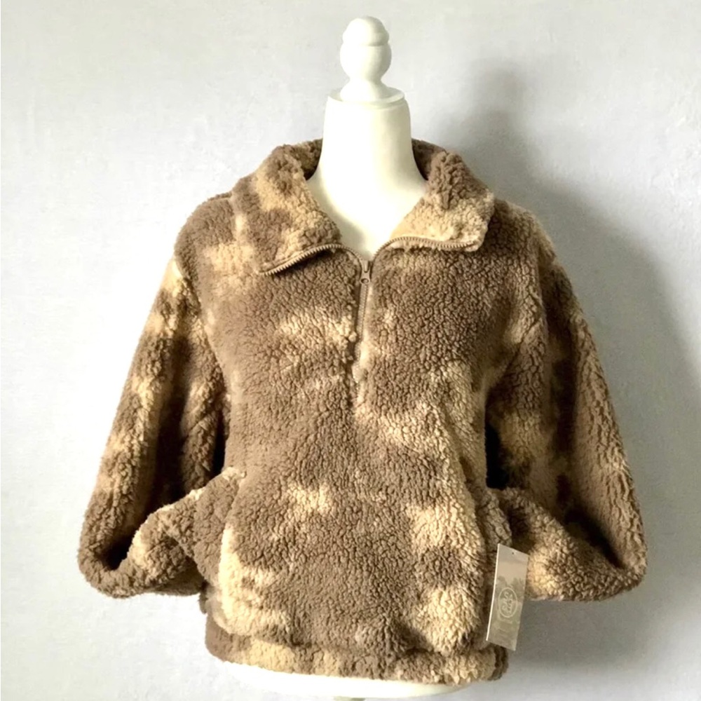 SAGE COLLECTIVE Jet Setter Two-Tone Faux Shearling Jacket Dune Size Medium
